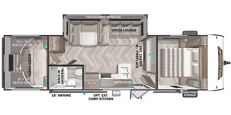 33' 2023 Forest River Wildwood X-Lite Platinum 28VBXLX w/Slide - Bunk House Floorplan