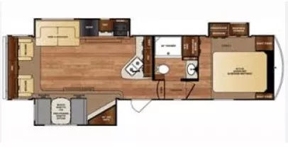 34' 2016 Forest River Wildcat 28SGX w/3 Slides Floorplan