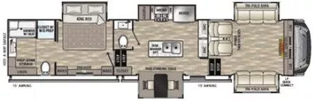 41' 2021 Forest River Cedar Creek 371FL w/5 Slides Floorplan