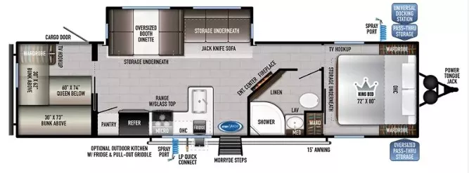 38' 2024 Forest River East To West Della Terra 291BH w/Slide - Bunk House Floorplan