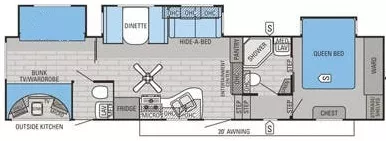 39' 2015 Jayco Eagle 345BHTS w/3 Slides - Bunk House Floorplan