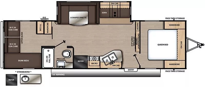 33' 2020 Coachmen Catalina Legacy 293QBCK w/Slide - Bunk House Floorplan