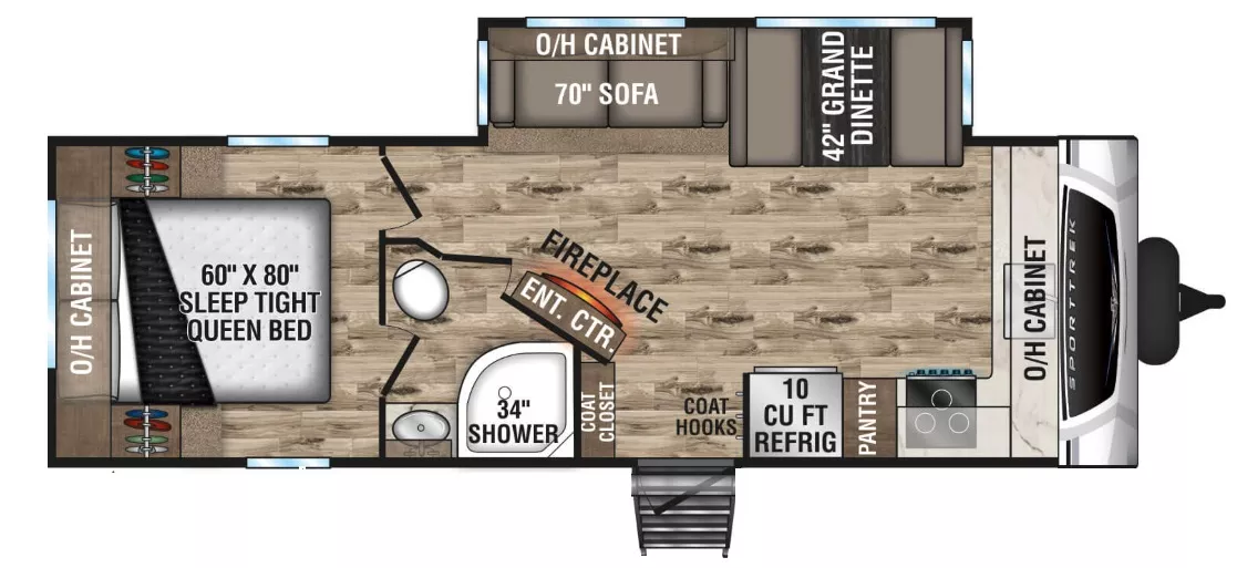 28' 2022 Venture RV Sport Trek 251VFK w/Slide Floorplan