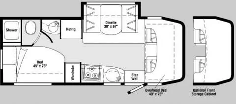 25' 2006 Winnebago View 23J w/Slide Floorplan