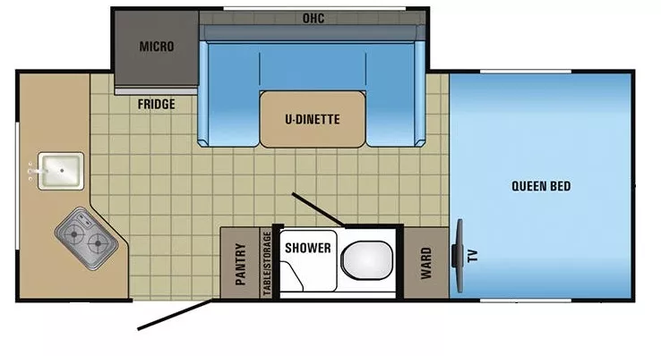 19' 2017 Jayco Hummingbird 17RK w/Slide Floorplan