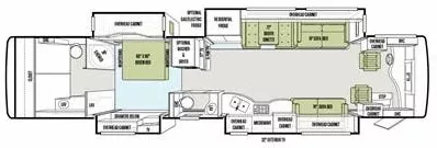 43' 2013 Tiffin Allegro Bus 43QGP 450hp Cummins w/4 Slides Floorplan