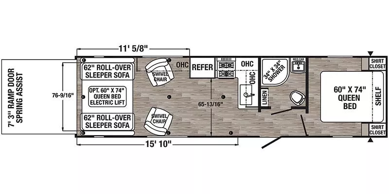 33' 2021 Forest River Puma Xle 27QBC - Toy Hauler - Bunk House Floorplan