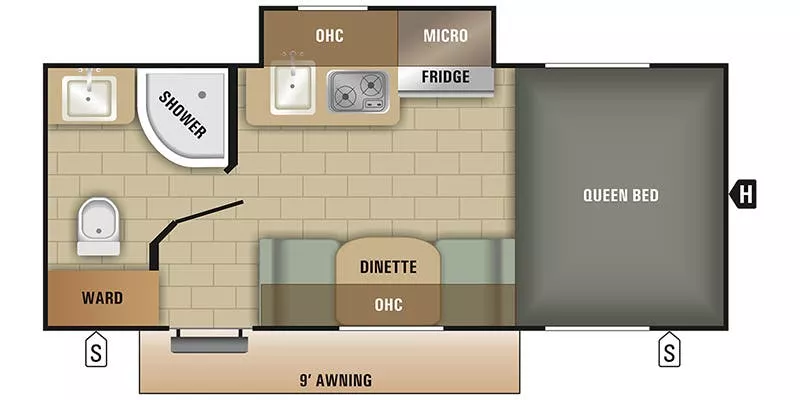 19' 2019 Starcraft Satellite 17RB w/Slide Floorplan