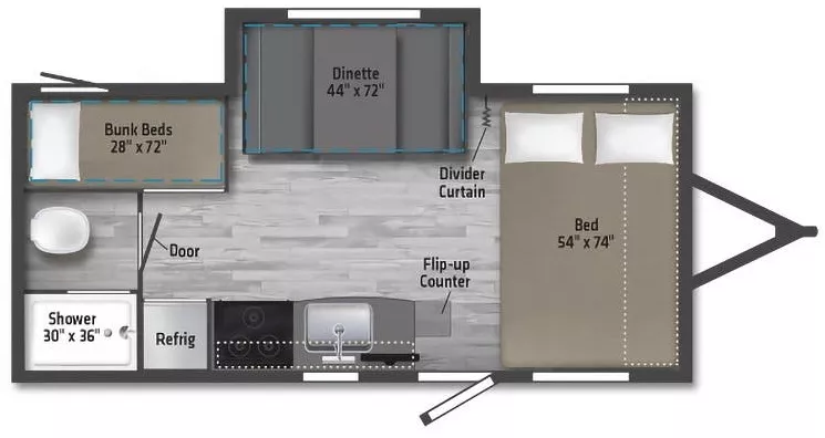 21' 2022 Winnebago Micro Minnie Flx 2100BH w/Slide - Bunk House Floorplan