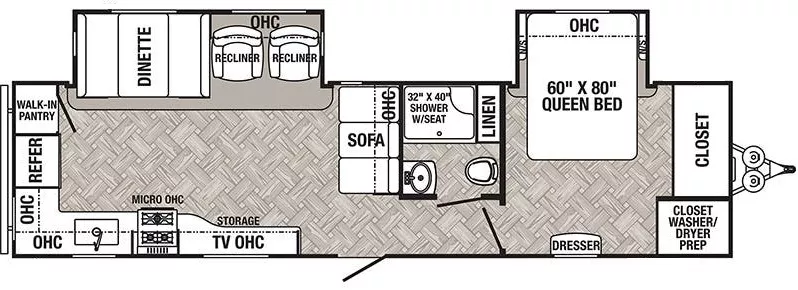 35' 2021 Forest River Palomino Puma 30RKQS w/2 Slides Floorplan