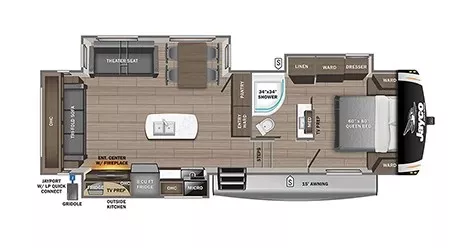 33' 2023 Jayco Eagle Ht 28.5RSTS w/3 Slides Floorplan