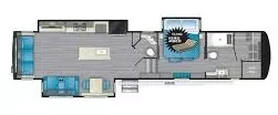 42' 2021 Heartland Landmark NEWPORT w/3 Slides Floorplan