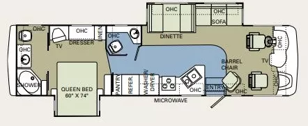 36' 2006 Holiday Rambler Admiral SE With Bath And 1/2 36DBD w/2 Slides Floorplan