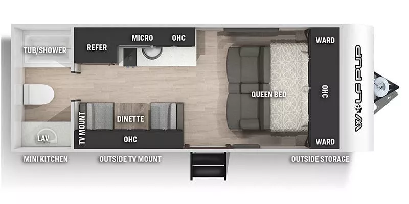 22' 2022 Forest River Wolf Pup 16FQ Floorplan