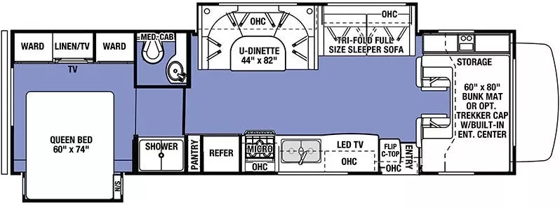 32' 2019 Forest River Forester 3011DS w/2 Slides Floorplan