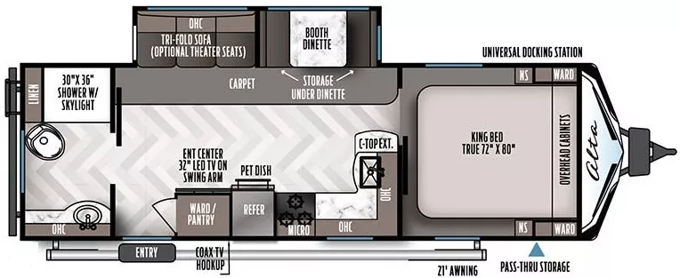 30' 2022 Forest River East To West Alta 2600KRB w/Slide Floorplan