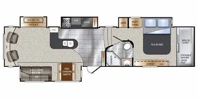 39' 2013 Keystone Alpine 3555RL w/4 Slides Floorplan