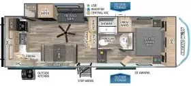 27' 2024 Forest River Arctic Wolf 23MLE w/Slide Floorplan