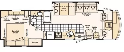 35' 2005 Winnebago Adventurer 35U w/2 Slides Floorplan