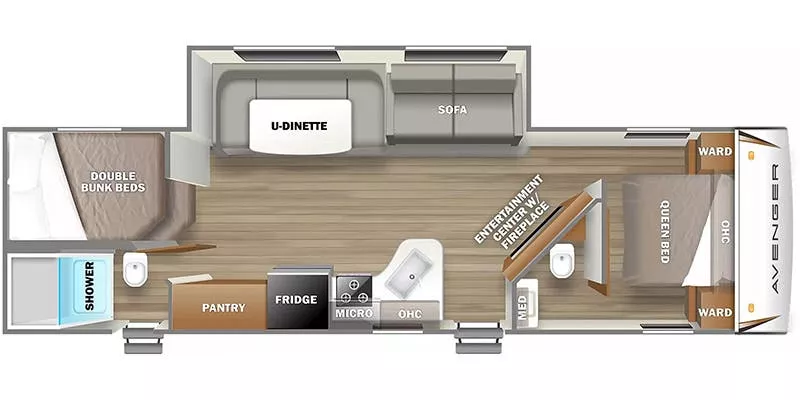 35' 2023 Primetime Avenger 28DBS w/Slide - Bunk House Floorplan