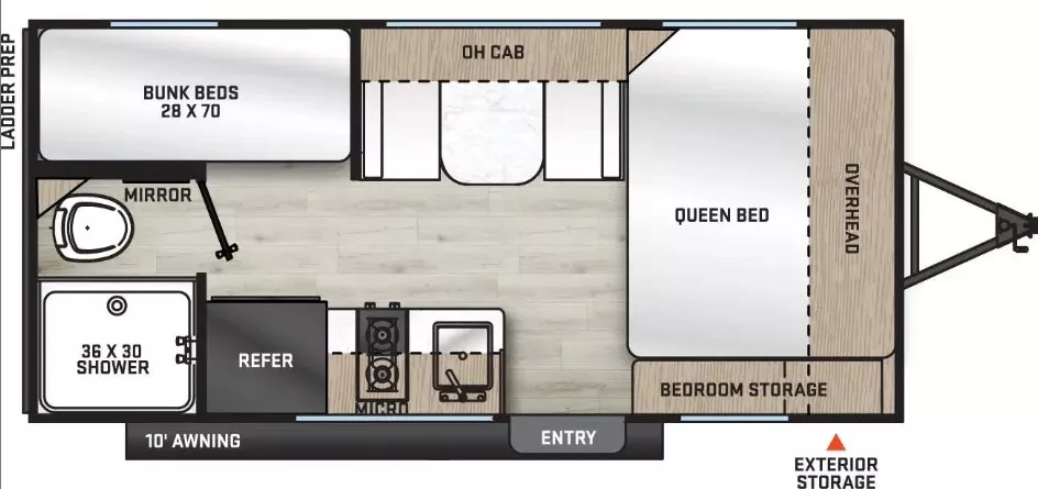 21' 2020 Primetime Avenger 21RB Floorplan