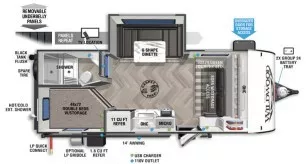 22' 2022 Forest River Wildwood Fsx Platinum 178BHSKX w/Slide - Bunk House Floorplan