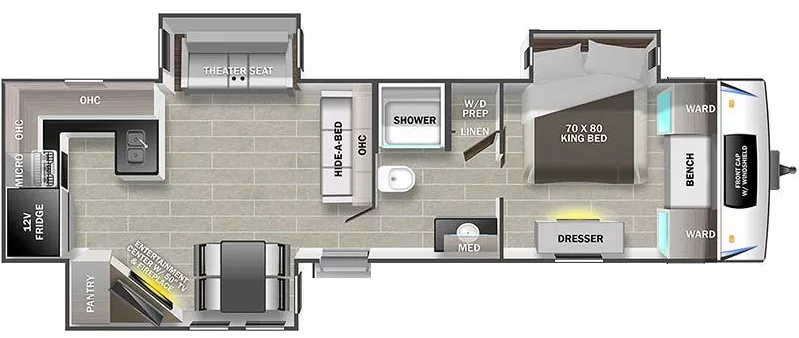 38' 2023 Forest River Lacrosse Luxury Lite 3411RK w/3 Slides Floorplan