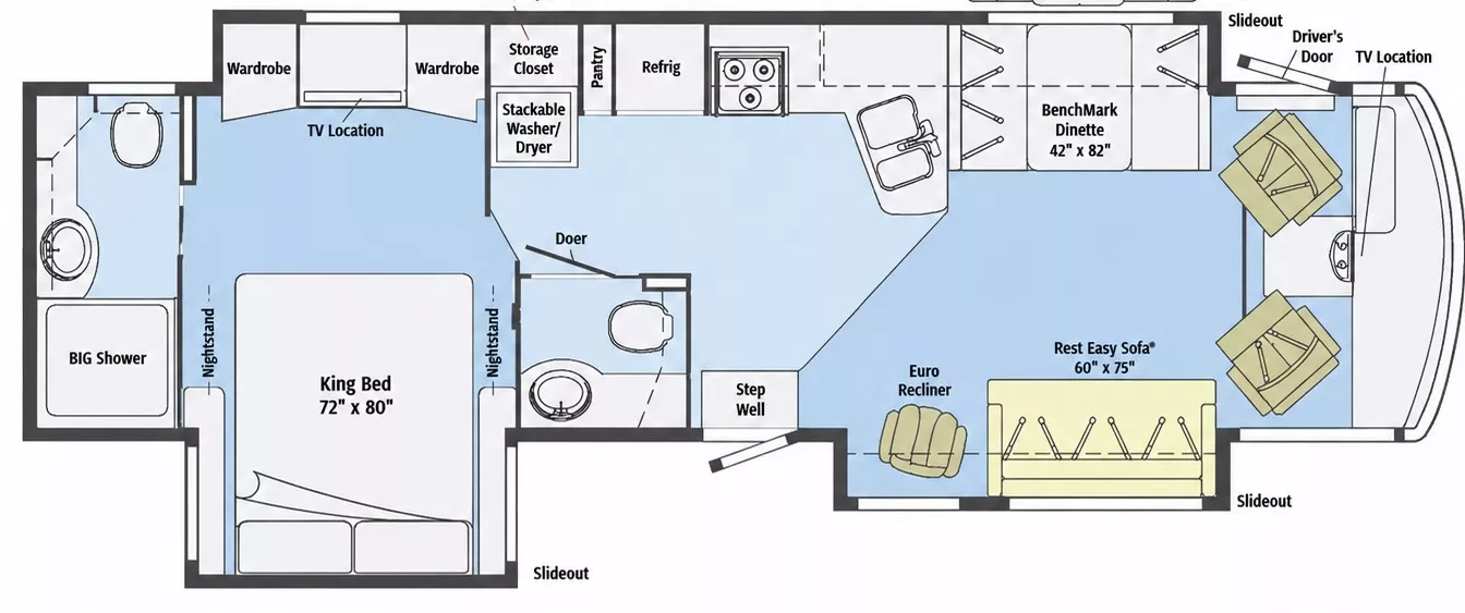 37' 2013 Itasca Sun Cruiser 37F w/3 Slides Floorplan