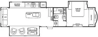42' 2015 Forest River Cedar Creek Hathaway 36CKTS w/3 Slides Floorplan
