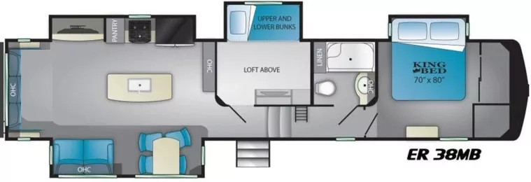 41' 2021 Heartland Elkridge 38MB w/4 Slides - Bunk House Floorplan