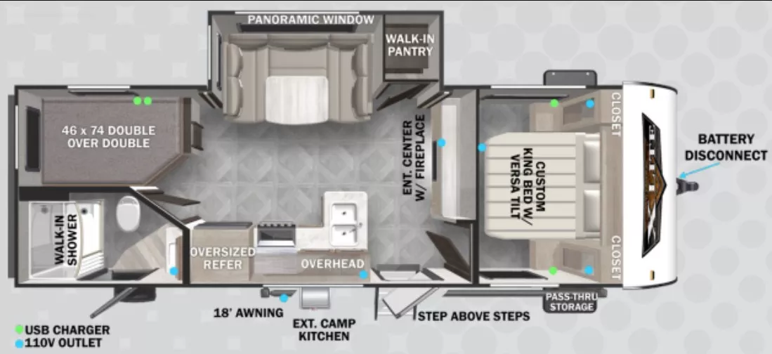 28' 2024 Forest River Wildwood X-Lite 240BHXL w/Slide - Bunk House Floorplan