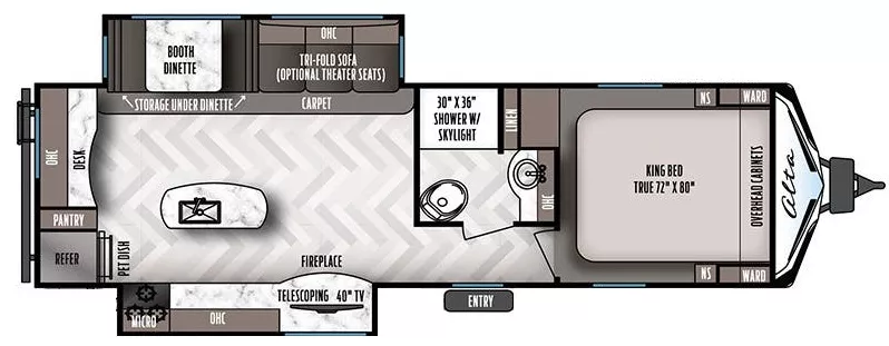 33' 2021 East To West Alta 2810KIK w/2 Slides Floorplan