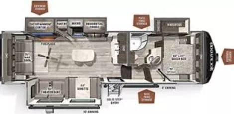 33' 2022 Forest River Rockwood Ulta Lite 2883WS w/3 Slides Floorplan
