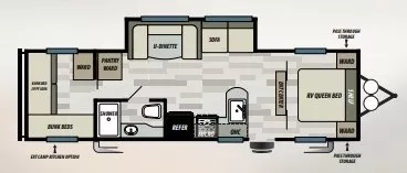 33' 2019 Forest River Wildwood X-Lite 273QBXL w/Slide - Bunk House Floorplan