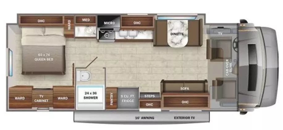 32' 2020 Jayco Greyhawk Prestige 30XP w/Slide Floorplan