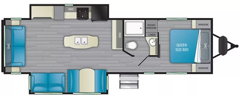34' 2021 Heartland Sundance 293RL w/2 Slides Floorplan