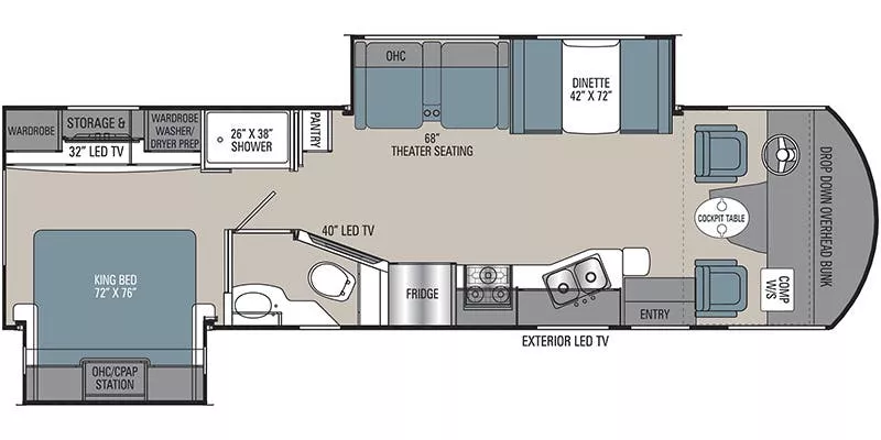 33' 2020 Coachmen Pursuit 31TSP w/2 Slides Floorplan