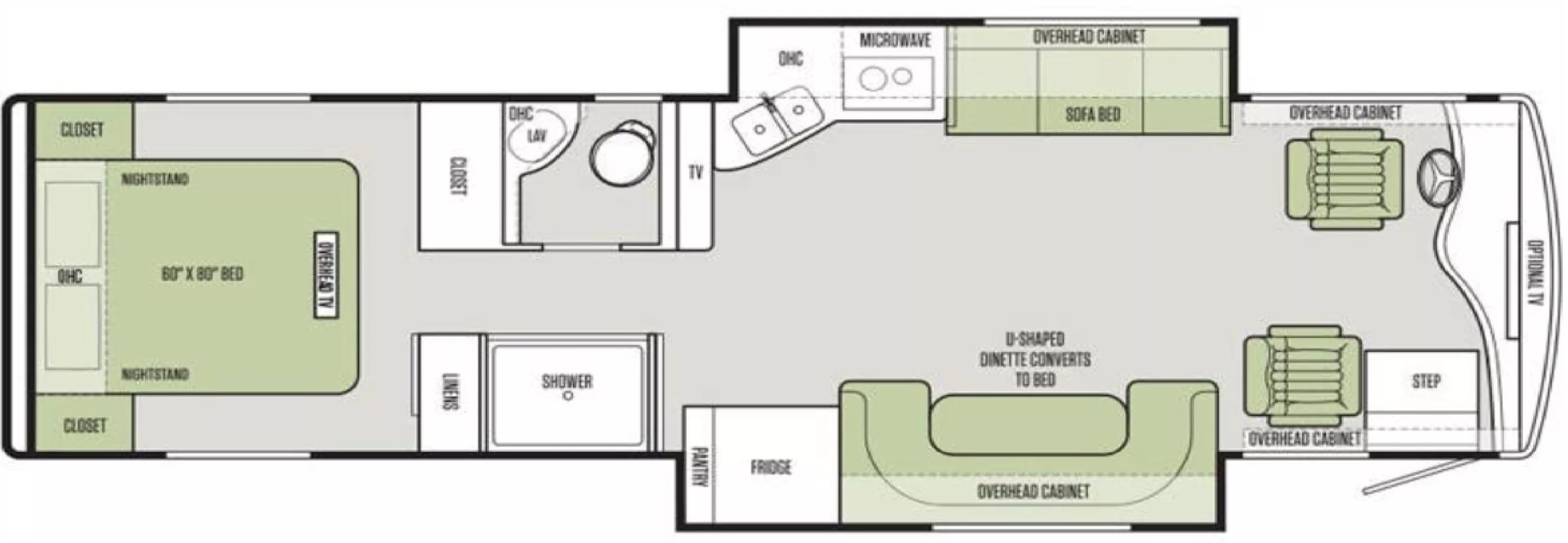 33' 2015 Tiffin Breeze 32BR 240hp Maxxforce w/2 Slides Floorplan