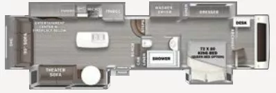 42' 2023 Forest River Riverstone Signature 41RL w/4 Slides Floorplan