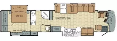 45' 2014 Entegra Coach Anthem 44DLQ 450hp Cummins w/4 Slides Floorplan