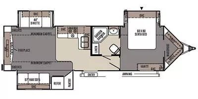 35' 2015 Forest River Rockwood Windjammer 3065WA w/3 Slides Floorplan