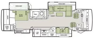 35' 2014 Tiffin Allegro Red 33AA 340hp Cummins w/4 Slides Floorplan