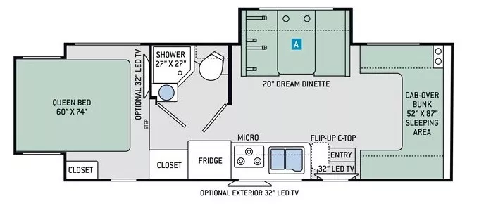 24' 2018 Thor Chateau 24HL w/2 Slides Floorplan