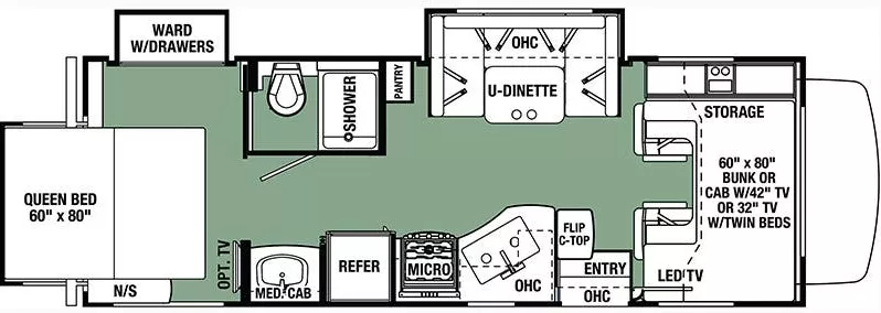 26' 2017 Forest River Forester 2501TS w/3 Slides Floorplan