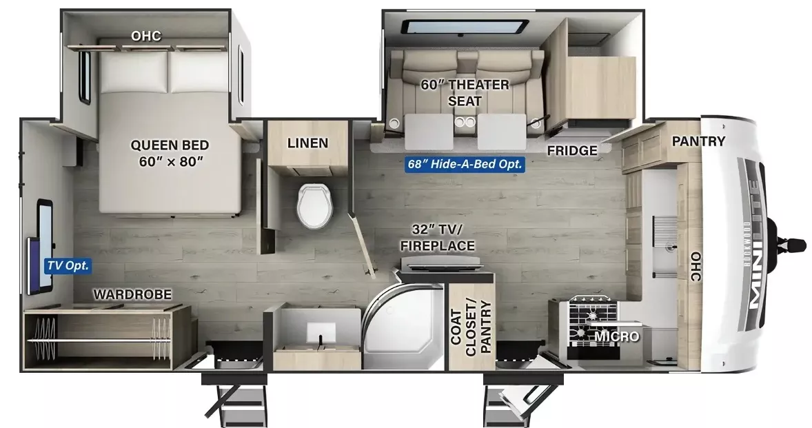 25' 2022 Forest River Rockwood Mini Lite 2516S w/2 Slides Floorplan