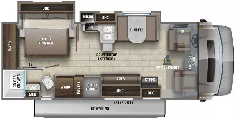 30' 2021 Entegra Coach Esteem 27U w/2 Slides Floorplan