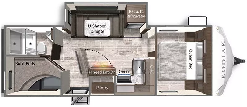 28' 2022 Dutchmen Kodiak Ultra Lite 248BHSL w/Slide - Bunk House Floorplan