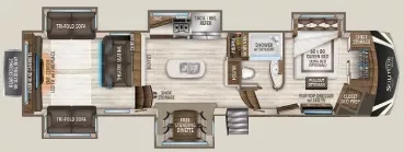 43' 2018 Grand Design Solitude 375RES w/5 Slides Floorplan