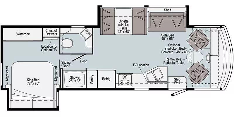 32' 2022 Winnebago Vista 32M w/2 Slides Floorplan