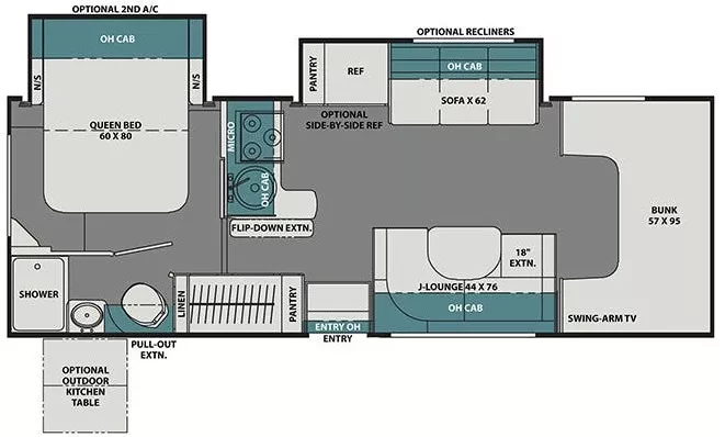 27' 2021 Forest River Leprechaun 260DS w/2 Slides Floorplan